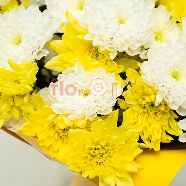 Букет № 524 с желтой и белой хризантемой  — фото 3