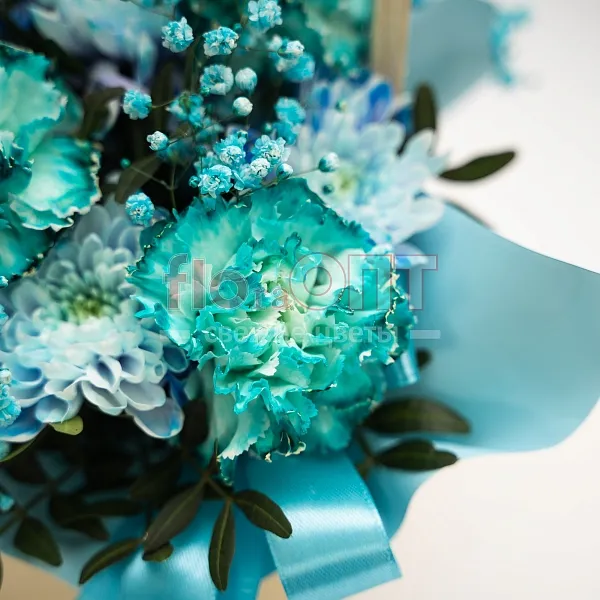 Композиция № 181 голубая в деревянном кашпо  — фото 3