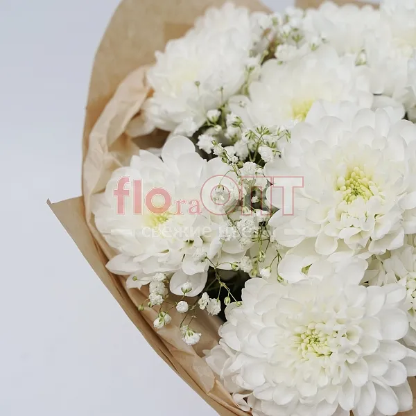 Букет № 176 с белой кустовой хризантемой  — фото 5