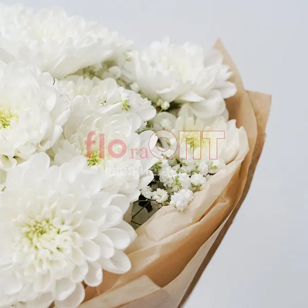 Букет № 176 с белой кустовой хризантемой  — фото 4