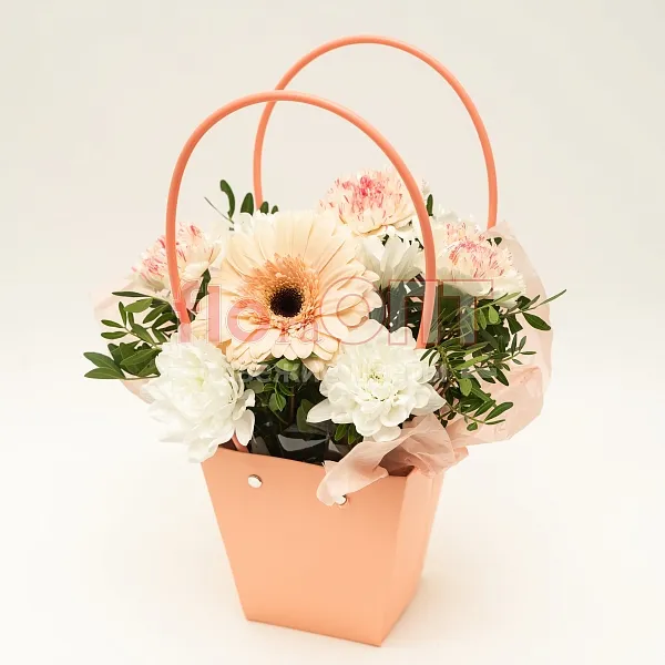 Композиция № 270 персиковая с герберой  — фото 1