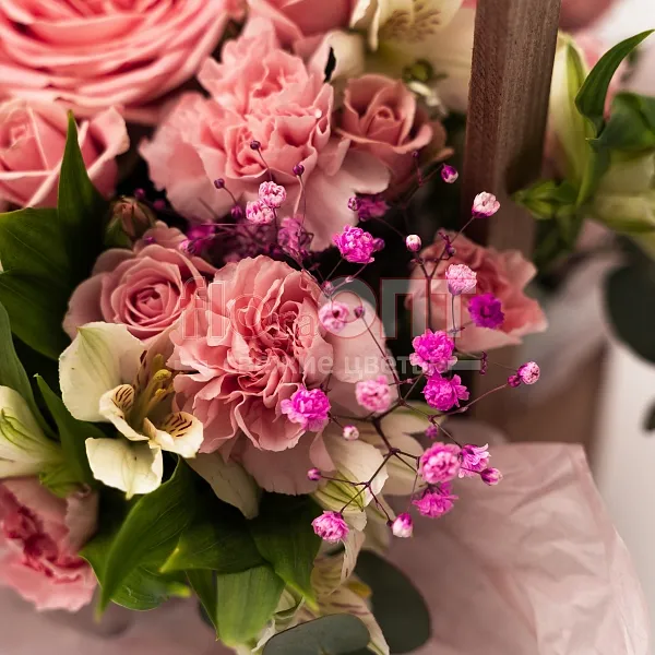 Композиция № 187 сборная в деревянном кашпо — фото 4