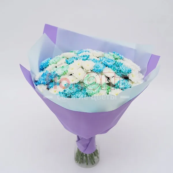 Букет № 130 с кустовой крашенной хризантемой  — фото 1