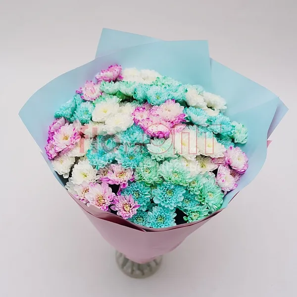 Букет № 128 из цветной кустовой хризантемы  — фото 2