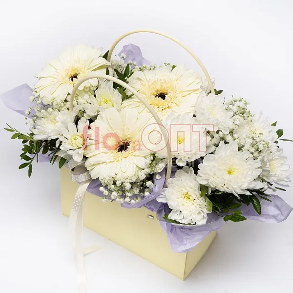 Коробка № 286 с белыми герберами  — фото 3