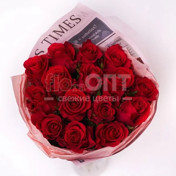 Букет из 15 красных роз — фото 2