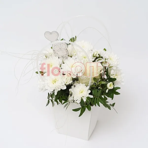 Коробка № 185 белая с хризантемой  — фото 4