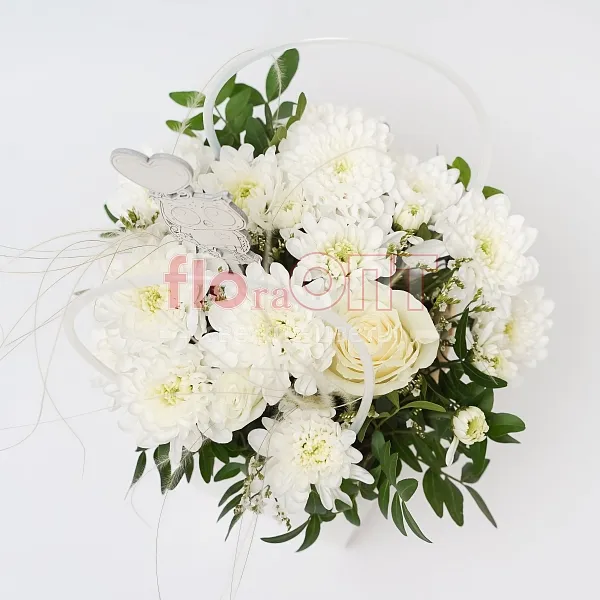 Коробка № 185 белая с хризантемой  — фото 2