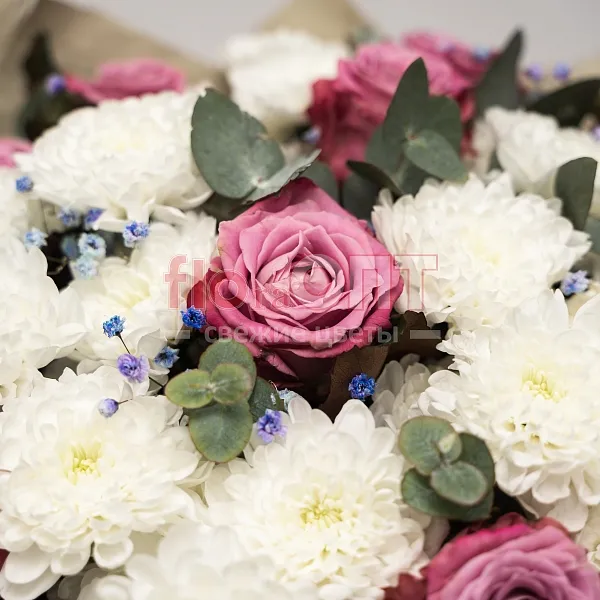 Букет № 493 с хризантемой и розами  — фото 3