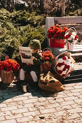 День Победы №9 букет из гвоздики и хризантем — фото 7