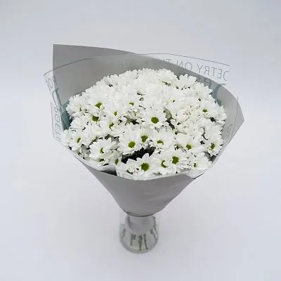 Букет Гигант №1 из белых кустовых хризантем  — фото 7