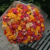 Букет Гигант №13 из желтых и розовых кустовых роз — фото 7